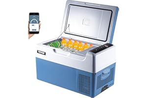 VEVOR Mini Réfrigérateur de Voiture 22L Mini Frigo Portable Électrique 45W avec Panneau Numérique -20 à 20 ℃ pour Garder la Fraicheur des Boissons 0.2 kw.h/24 h Camping Camions