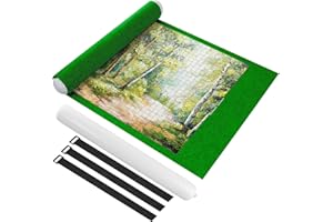 Ainiv Verde Tapete Puzzle, Puzzle Roll Mat con Líneas Auxiliares para hasta 1500 Piezas, Plegable Alfombra Puzzle con Bomba Inflable, Antideslizante Tapete Puzzle para Almacenar Rompecabezas