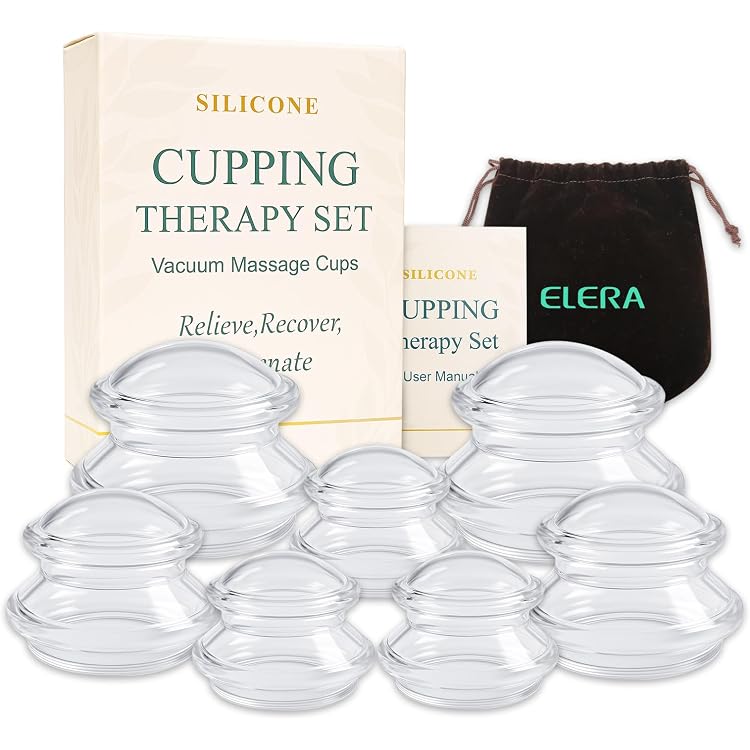 Silikon-Schröpfglas Set – 4 Teile (2 Groß, 2 Klein), Lila – Für Anti-Cellulite-Massage, Gesichtsreinigung, Inkl. Beutel