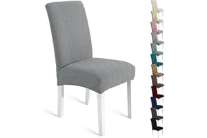 Ystyle Fundas Sillas de Comedor Pack 6 Extensible, Fundas Sillas Elástico Universal Ajustables, Súper Suave Cómodo Antiarañazos para Banquetes Hogar Restaurante Hotel, Gris Claro