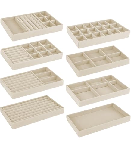 Domkan Sieradendienblad, sieradenorganizer, sieradenopslag lade, sieradeninzet voor laden, stapelbaar, voor bewaren en presenteren (bruin