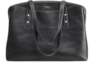 S-ZONE Damska skórzana torba na ramię duża torebka do pracy torebka na ramię torby hobo pasuje do laptopa 15,6 cala