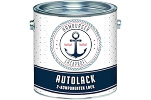 ‎HAMBURGER LACK-PROFI Hamburger Lack-Profi 2K Autolack GLÄNZEND Signalweiß RAL 9003 Weiß im Set Decklack - Hochdeckend - Rostschützend - Kratz- und schlagfest (1 L)