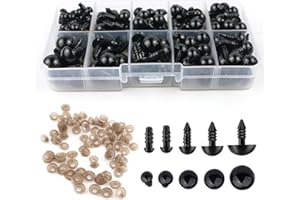 TAKFREE Safety Eyes for Crochet Toys, 400pcs Safety Crochet Craft Eyes 5-12mm Plastic Teddy Bear Toy Doll Eye with Washer for Crafting Toy Making