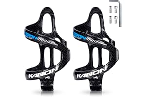 KABON Bike Water Bottle Holder, Lightweight 3K Carbon Fiber Bicycle Drink Water Bottle Cages for Road Bike MTB Cycling Accessories - Pack of 2 (Black Blue)