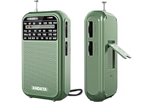XHDATA D220 Radio Portable FM/AM/SW, Mini Radio à Piles Survie (AA) avec Réception Haute Performance, TransistorRadio pour Cadeau, Famille, Séniors(Vert)