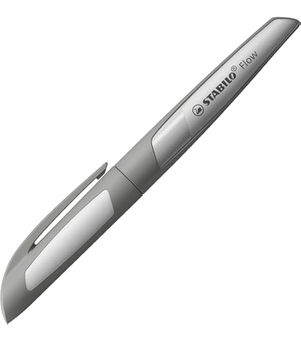 STABILO Flow – Stylo Plume Rechargeable, Pointe 0,5 Mm – Ergonomique, Anti-fuites, Design Moderne Gris-bleu - 7