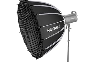 NEEWER 85cm Softbox Parabolique Installation et Pliage Rapide,avec Diffuseurs/Grille Nid d'abeille,Compatible avec Aputure 120d Dôme de Lumière Godox sl60w NEEWER RGB CB60 et Lampes à Monture Bowens