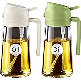 YARRAMATE 2 Pieces Olive Oil Dispenser, 2 in 1 Oil Sprayer for Cooking, 470ml Glass Green Spray Bottle, Kitchen, K