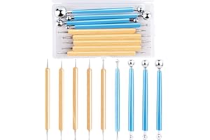 DIPEER 9 Pcs Dotting Tool Set, Dotting Pens with Ball Styluses Tools, Nail Art Pen Set with Storage Box, Marbleizing Tool, Nailart Tools for Rock Art Painting Nail Beuty Design Drawing Drafting