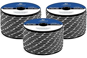Abma Cord Corde de Polyester 4mm x 20m Tresse Polyester pour Bateau, Nautique, Amarrage, Extrieur, Tente - Noir/Blanc