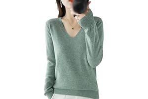 KELSIOP Ladies Sweater Autumn Winter Cashmere Knit V Neck Sweater Casual Soft Slim Basic Sweater Sweater