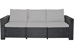 Sapphire Collection Outdoor Garden Rattan seat cushions Water Resistant Pad for Keter Allibert California Furniture Patio Chair Cushion Padding (6 PC Silver 3 Seater)