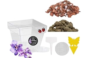 LiveLaif® Kit Transplante Orquideas: Maceta Orquidea Cuadrada 15X15X14cm (Agujeros y Plato) + Sustrato Orquideas Premium con Corteza de Pino, Coco, Arlita, Perlita, Vemiculita, Abono NPK + Accesorios