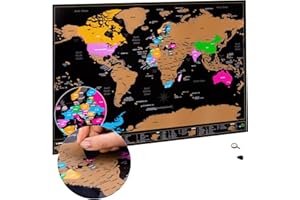 ATLAS & GREEN Carte du Monde à Gratter A3 | Scratch Map Carte Monde a Gratter Format Voyage 42 x 29,7 cm | Carte de France a Gratter Kit Accessoires