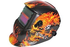 BOLTHO Solar Powered Welding Helmet Auto Darkening Hood with Adjustable Shade Range 4/9-13 for Mig Tig Arc Welder Mask (Flaming Skull)