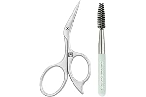ZWILLING Forbici per sopracciglia, con design a forbice angolata e lame ultrasottili con pennello per sopracciglia, premium, argento