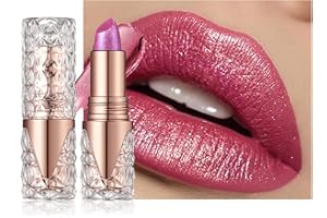 LESTPOLA Rouge a Levre Pailleté Métallique, Rouge à Lèvres Mat Longue Tenue, Très Pigmenté Shimmer Waterproof Baume a Levre, Finition Lustrée Diamant Lip Gloss, Glitter Lipstick, Maquillage Cadeau Femme - 03