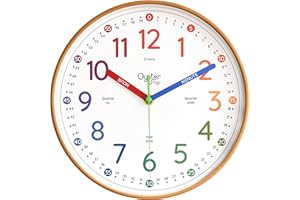 Oyster&Pop Learning Clock for Kids - Silent Non-Ticking Kids Clocks for Bedrooms - Classroom Clock - Telling the Time Teaching Clocks - Children Learn to Tell Time Easily