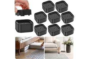 GUIJZSLTRG 8 Piece Adjustable Furniture Risers with Nonslip Bottom Stackable Bed Lifter Versatile Bed Raising Blocks 3.5cm Table Leg Extenders for Table Desk Couch Chair Sofa Cabinet Beds Legs Black(8pcs)