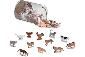 Terra by Battat - Animaux de la Ferme - Jouet Animaux de la Ferme Tube - 60 Mini-Figurines en 12 modèles réalistes - 3 Ans et +
