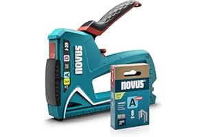 NOVUS TOOLS Handtacker J-29 Set mit 1800 Klammern │ 3-in-1 Profi-Tacker für Holz mit Metall-Gehäuse und Schlagkrafteinstellung │ Für Feindraht- und Flachdrahtklammern 6-14 mm und Nägel 16 mm