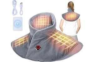 Auniq Termoforo Senza fili per Cervicale e Spalle con 5000mAh Power Bank, Con peso Cuscinetto termico per collo spalle 3 Temperatura Scaldacollo riscaldato Scaldacollo e spalle per alleviare il dolore