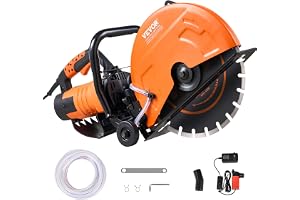 VEVOR Elektrisk betongsåg, 356 mm, kraftfull cirkelsåg 2800 W, skärdjup 127 mm, våt-/torr skivsåg med vattenrör, vattenpump, sågblad för sten och tegel