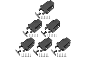 hocadon 6 Piezas Push to Open Pestillo con Tornillo, ABS Gabinete Empuje la Puerta Para ​Abrir Los Pestillos, Pestillos de Liberación Táctil para Puerta De Armario/Cajón, Negro