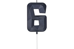 DERVENTA Large Birthday Candle Number 3D Black 3.7 inch Party Celebration Anniversary Decoration Cake Topper 1 Piece (Number 6 Black)
