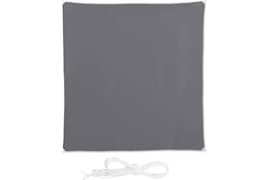 Relaxdays Sonnensegel quadratisch, wasserabweisend, UV-Schutz, mit Spannseilen, Terrasse, Balkonsegel BxT: 5 x 5 m, grau