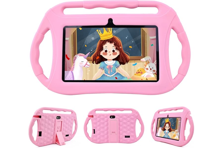 Veidoo 7 inch Android Kids Tablet, 2GB+32GB, WiFi, IPS Screen, Children Tablet with Parental Control, Games, Educational App for Toddlers(Pink)