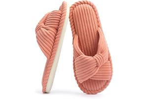 Chantomoo Pantofole da Donna in Memory Foam per la Casa Camera da Letto Bagno spa Matrimonio Viaggio Ospedale Open Toe Velluto a Coste Pantofole Antiscivolo Accoglienti Confortevoli
