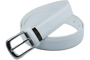 YEHMAN Ceinture classique 3 cm en croûte de cuir de vachette ajustable boucle argenté à ardillon 120 cm