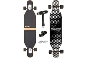 FunTomia Camber Longboard con rodamientos de cerámica Mach1 en Flex1 Drop Through Cruiser Freeride Skate Full Board con T-Tool