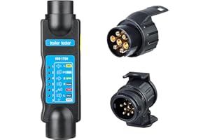 BEIJISTAR Comprobador Remolque 7 Pines, Probador de Enchufes de Remolque 7 Pines, 12V Probador de Luz de Remolque 7 Pines, Herramientas de Diagnóstico de Luces de Remolque (Comprobador & 2 Adaptador)