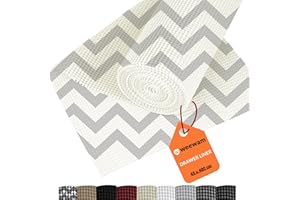 Tappetino Antiscivolo, Rivestimento per Cassetti Cucina, Weewam 45 x 400 cm Rotolo Antiscivolo EVA non Adesivo, Fodera Protezione Mobili Armadio Ripiani Bicchieri Scarpiera – Chevron Grigio-Bianco