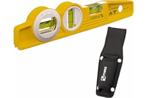 STABILA Niveau magnétique Type 81 SV REM W360 Torpedo avec sac, 25 cm, profilé en fonte d'aluminium, 1 fiole horizontale à six anneaux/ 1 fiole verticale/ 1 fiole d'angle, Made in Germany