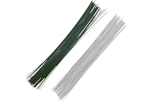 JRSHIRLEYLTD Lot de 100 fils de fer à tige florale, fil pour bouquet de fleurs, banquet, bricolage, décoration de mariage, bouquet de fleurs, blanc, vert