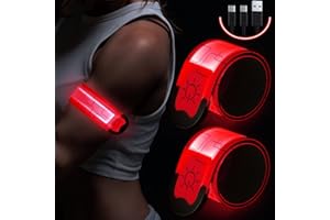 SIMKET Brazalete LED Recargable,2 Piezas Brazalete LED Running,Reflectante Running Luces Running,Bandas Reflectantes para Correr,Practicar Senderismo o Ciclismo,etc.