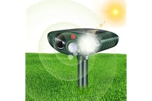 KOEPUO Fox Deterrents for Gardens Ultrasonic Cat Scarer Solar Powered Cat Repellent with Flashing Light Waterproof Animal Repeller Outdoor for Dog Bird Squirrel Mole Rodents Upgraded