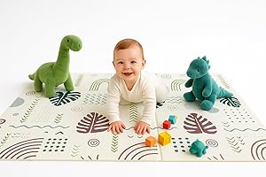 MIKMEL Spielmatte für Babys und Kinder, Faltbare Krabbeldecke, Wasserdichte Krabbelmatte aus Schaumstoff, Kindermatte zum Lernen, Tragbar Rutschfest, Doppelseitige Schaum Matte (Monstera/Dreiecke)