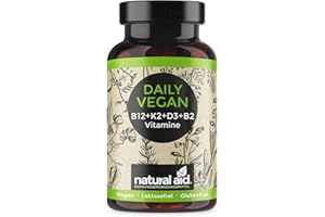 ‎NATURAL AID natural aid Daily Vegan 120 Multivitamin Kapseln Komplex [4 Monate] ist ein Nahrungsergänzungsmittel mit - Vitamin B12, K2, D3, B2 - Multivitamin Tabletten, vegan supplements, Vitamin B Komplex