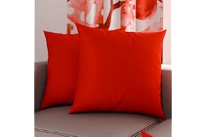 PETTI Artigiani Italiani - Coppia di Federe Cuscino 50x50 cm in Microfibra, Cuscini Arredo Camera da Letto, Divano, Set 2 Fodere Copricuscino, Federa Tinta Unita Rosso, 100% Made in Italy