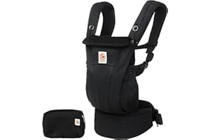 Ergobaby Omni Dream Babytrage für Neugeborene ab Geburt bis 20kg, 4 Positionen SoftTouch Cotton Ergonomische Babybauchtrage Rückentrage Baby-Tragetasche, Onyx Black