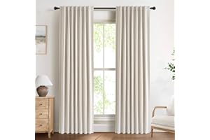 DEFYNEE 100% Blackout Curtains for Bedroom, 50x84 Inch Drop, Back Tab/Rod Pocket, Thermal Insulated Curtains with Coating Back Layers, for Room Darkening Privacy Protection, 2 Panels, Cream