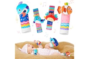 MPQMPQ Baby Toys 0-6 Months：Baby Wrist and Ankle Rattles Foot Finder Babies Sensory Toys Baby Essentials for Newborn Rattle Socks Gift 0 3 6 9 12 Months Boys Grils