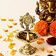 Klassic Elegant Designer Chakra Brass Diya Brass, Pooja Lamp | Best for Pooja Purposes, Diwali Festival Temple Decoration (Pack of 1, Gold)