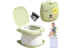 Kahxi Foldable Potty, Portable Potty for Toddler Travel - Portable Toilet for Kids, Car Potty for Emergency, Ideal for Camping, Indoor & Outdoor Use with 15 Replacement Bags (green)