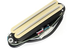 Musiclily Pro ST-DPLC Cerámico Rail Blade Pastilla Humbucker Formato Single Coil 6,2K para Guitarra Eléctrica tipo Strat, Cuerpo Crema Raíl Cromado